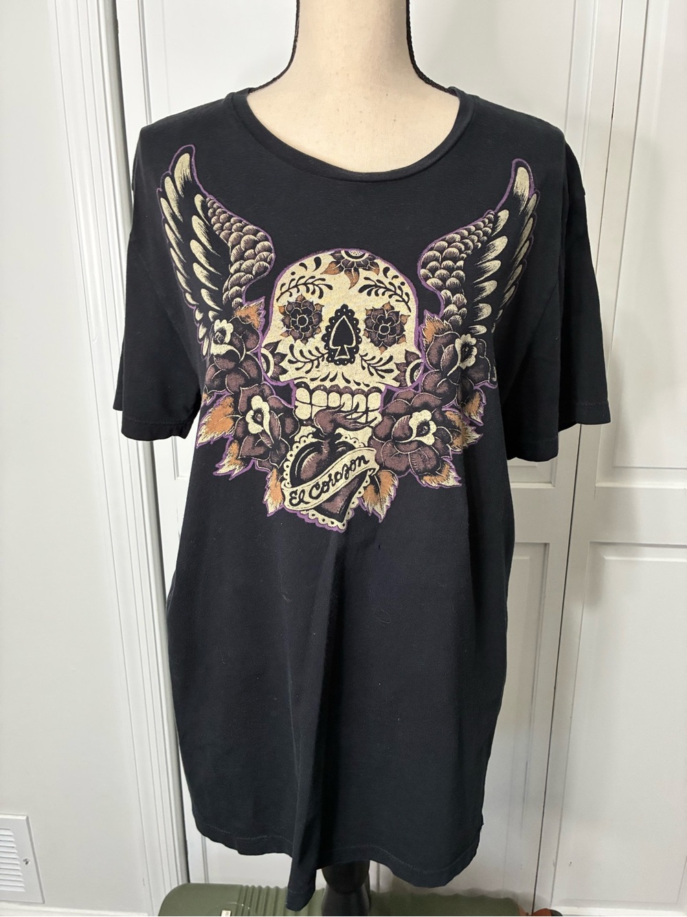 Black Lucky brand Graphic Skull Tee